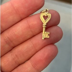 14k Gold Heart key Charm
